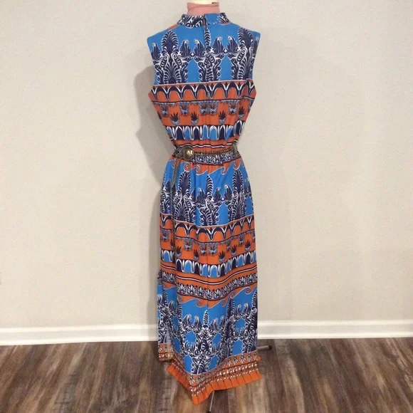 SOLD  70s Best Print goddess Column maxi dress - Picture 6 of 9